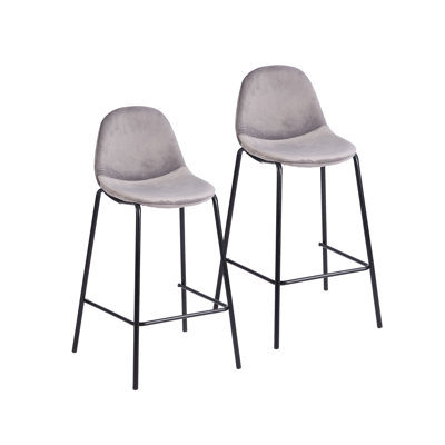 Lazio Velvet Bar Stool with Iron Legs