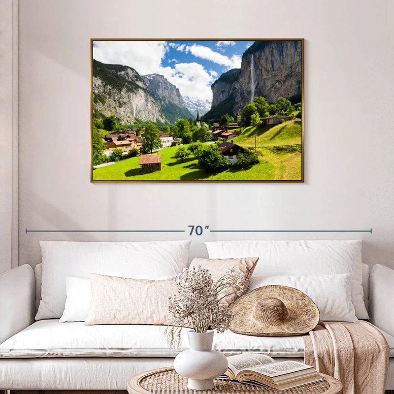 Scenic Lauterbrunnen, Floating Frame Gold, 43" X 29"