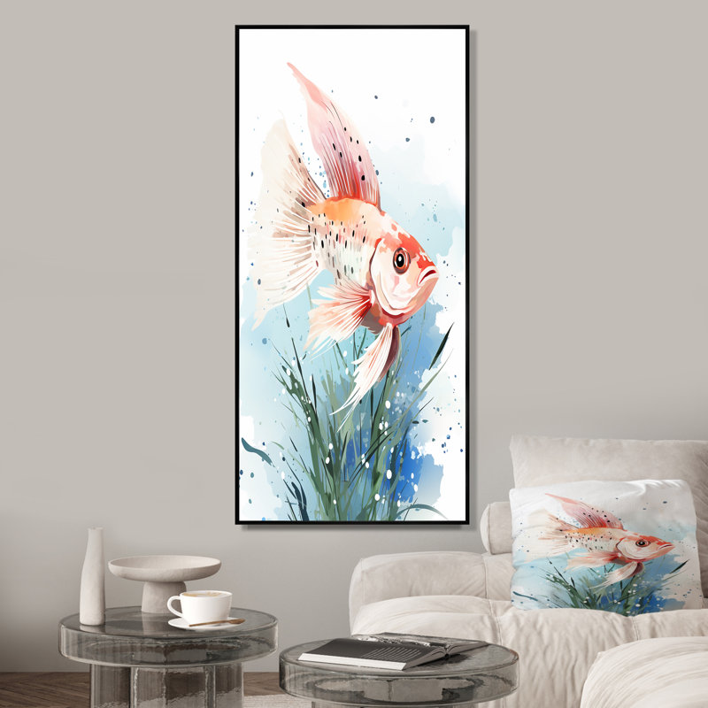 Papillon rose sous l'eau - Art mural, Cadre flottant noir, 32" H x 24" W