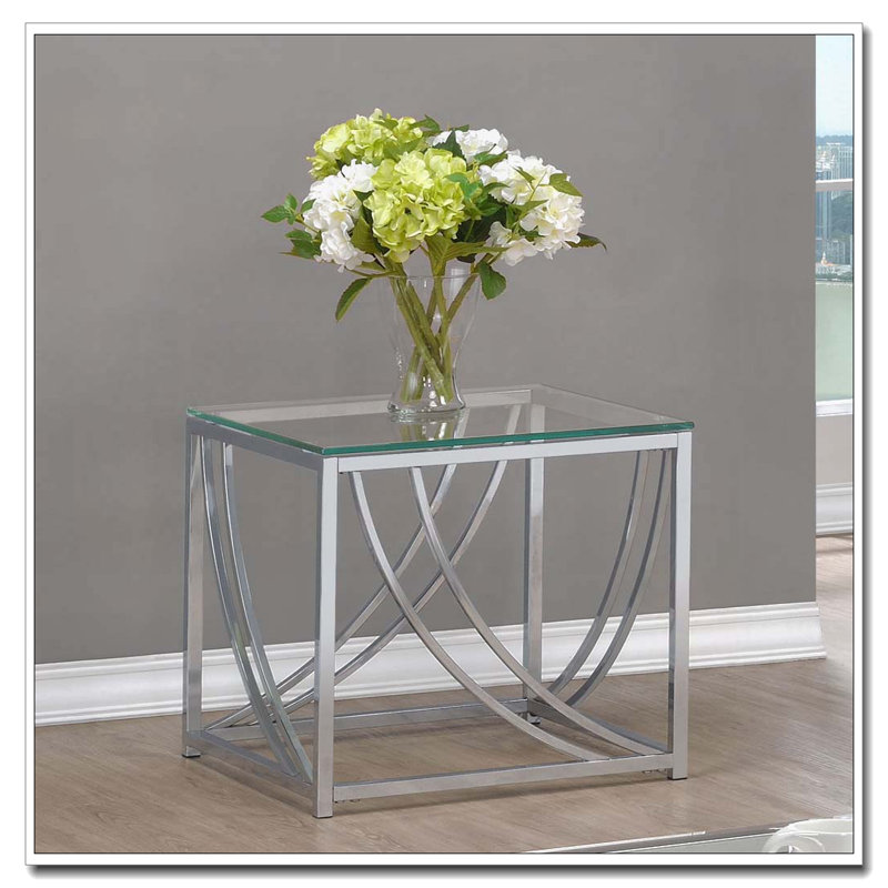 Brianne Chrome Square Glass Top End Table