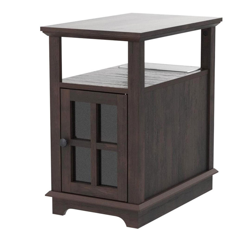 End Table with Hidden Charging Station, Espresso