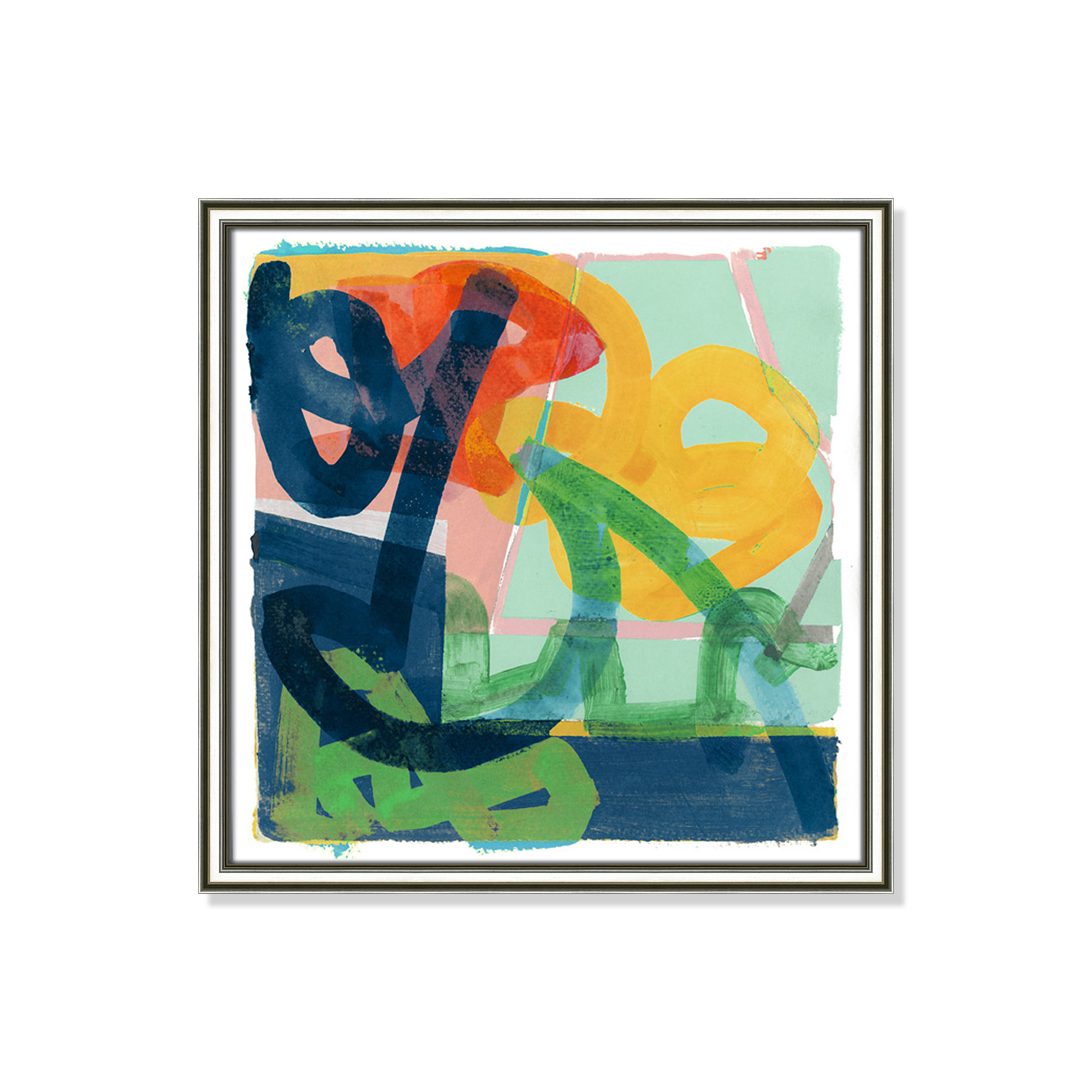 Link by Cartissi - Picture Frame Painting, Silver Framed, 18.25" H x 18.25" W x 0.88" D