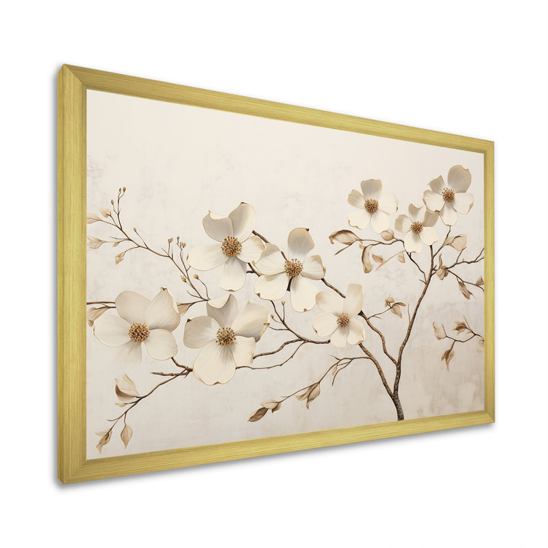 «White Dogwood Blossom Scenery VI», reproduction sur toile, Cadre de coin blanc fermé, H 12 po x l 20 po x P 1 po