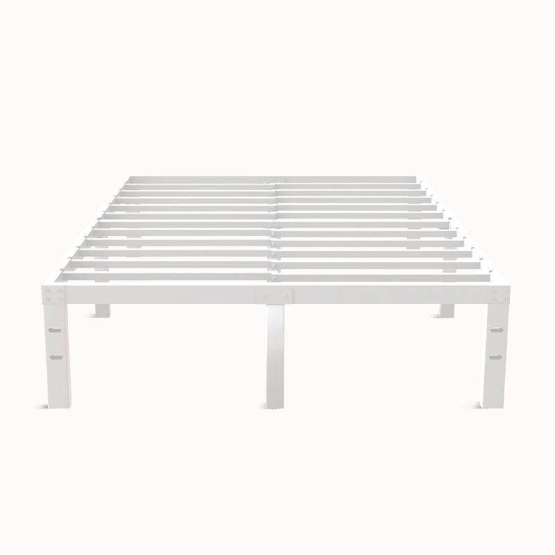 Metal Platform Bed Frame with Heavy Duty Steel Slat Support, No Box Spring Needed, Full, White, 18"