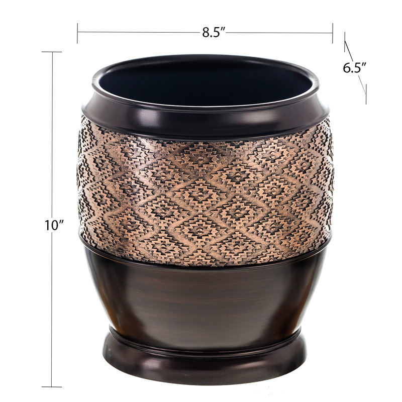Dublin Brown Decorative Resin Small Trash Can with Lid