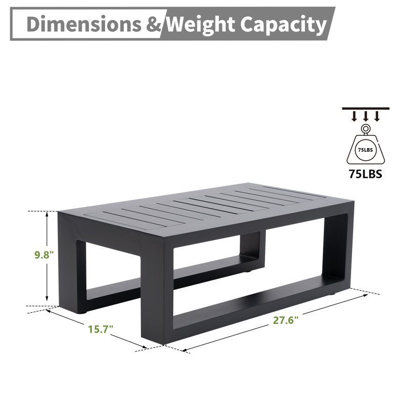 Petite table basse d'extérieur en aluminium