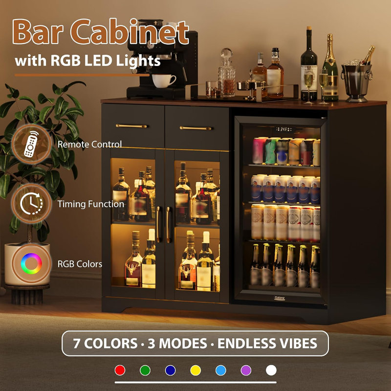 Meuble-bar à café avec réfrigérateur, meuble pour mini-réfrigérateur pour la maison