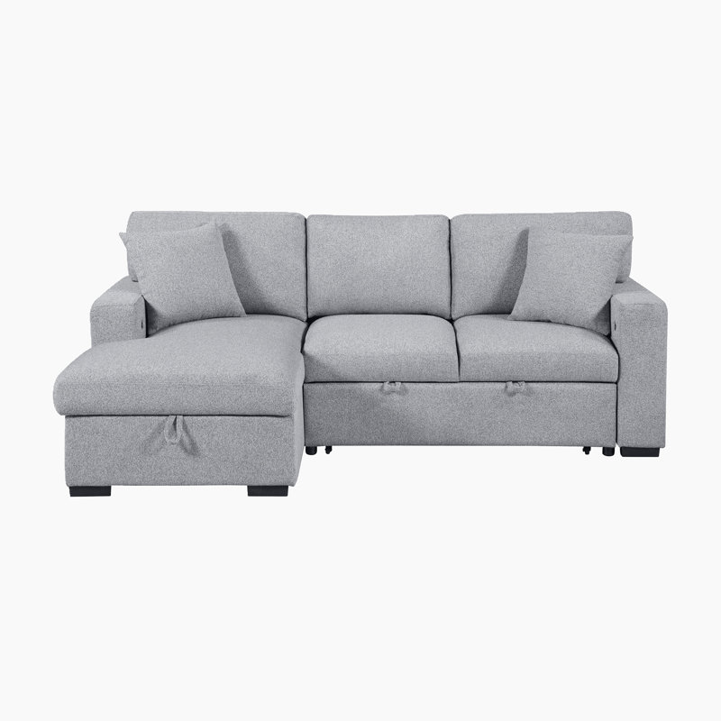 Darrielle Sectional Sofa Sleeper, Gray Fabric, Left Hand Facing