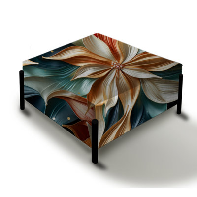 Gold And Teal Cosmic Essence - Marble Large Square Ottoman