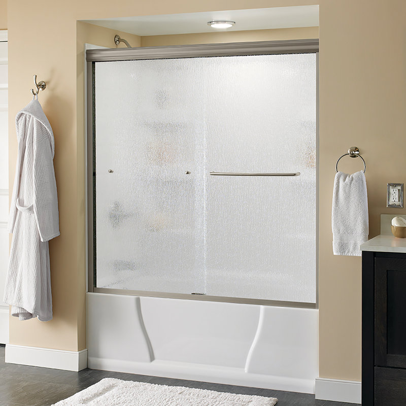 Baignoire coulissante traditionnelle sans cadre 60 po x 58-1 / 8 po avec verre épais transparent Delta, Nickel