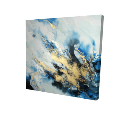 Blue Marble Abstract Shapes Canvas - Bedroom Wall Art Decor