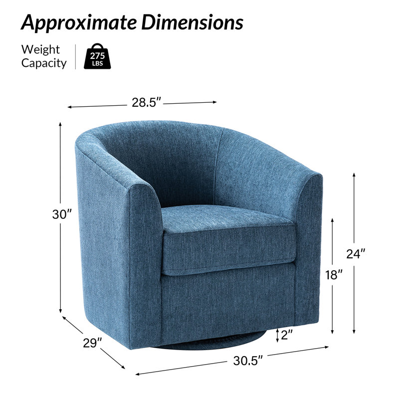 Fauteuil d'appoint pivotant rembourré Amiir, Indigo