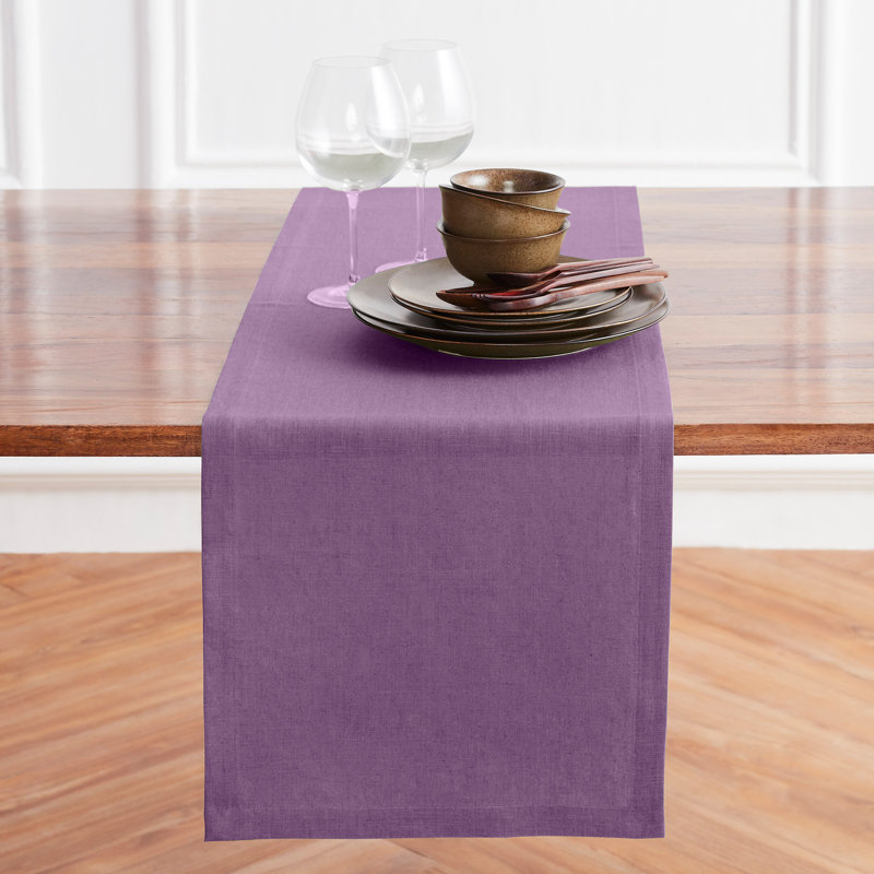 Diana - 100% Pure Linen Table Runner, 108" x 14", Mulberry