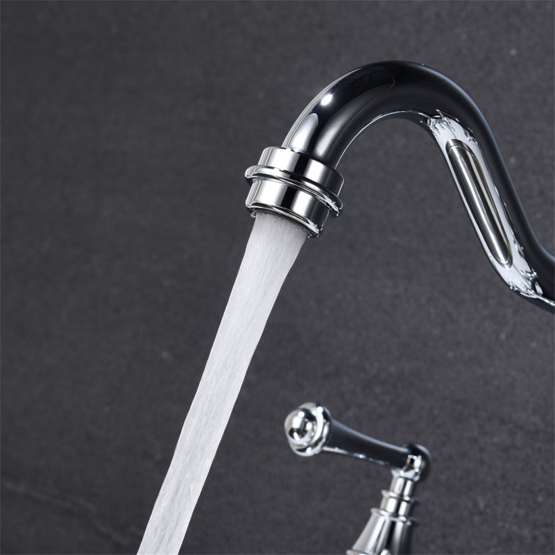 Robinet de cuisine à deux poignées Bridge avec douchette latérale extractible, Chrome