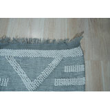 Gray Hand-Knotted Wool Diamond Banded Motif Geometric Modern Contemporary Carpet Rug