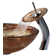 Copper Glass Circular Vessel Bathroom Sink with Faucet and Overflow