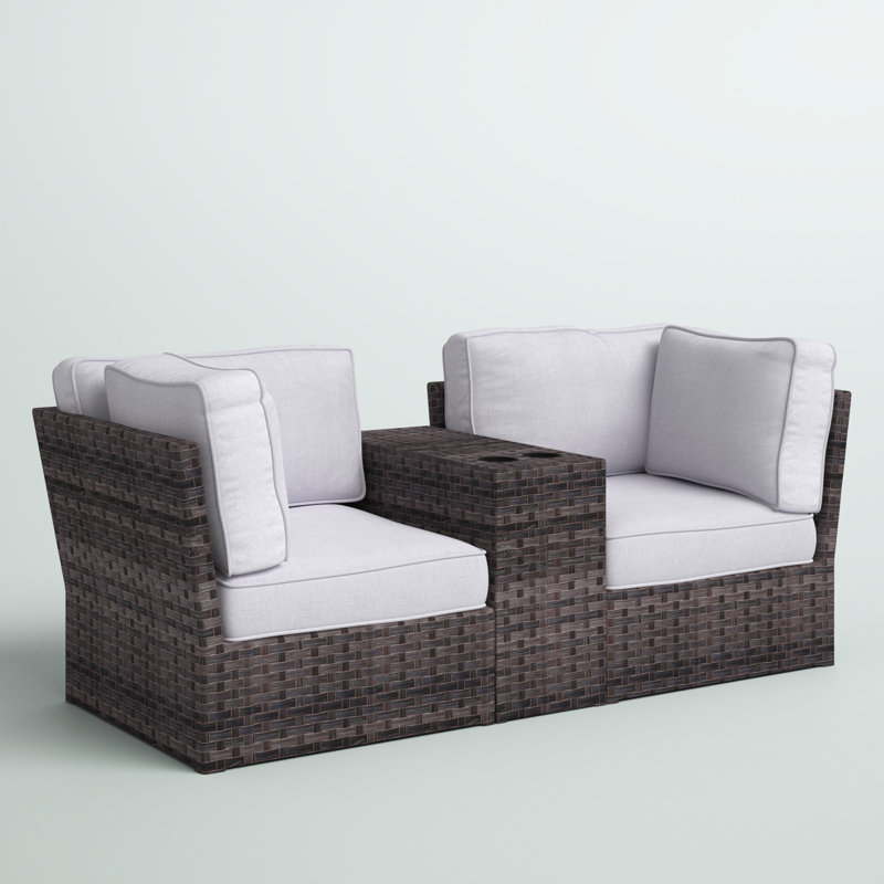 Anndale Fully Assembled 79'' Wide Outdoor Wicker Loveseat with Cushions