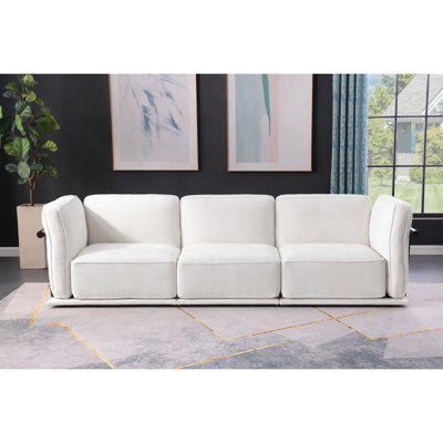120" Length , Fashionable Modular Sofa With Iron And Wood Frame Chenille Sofa White ,Uitable For Living Room