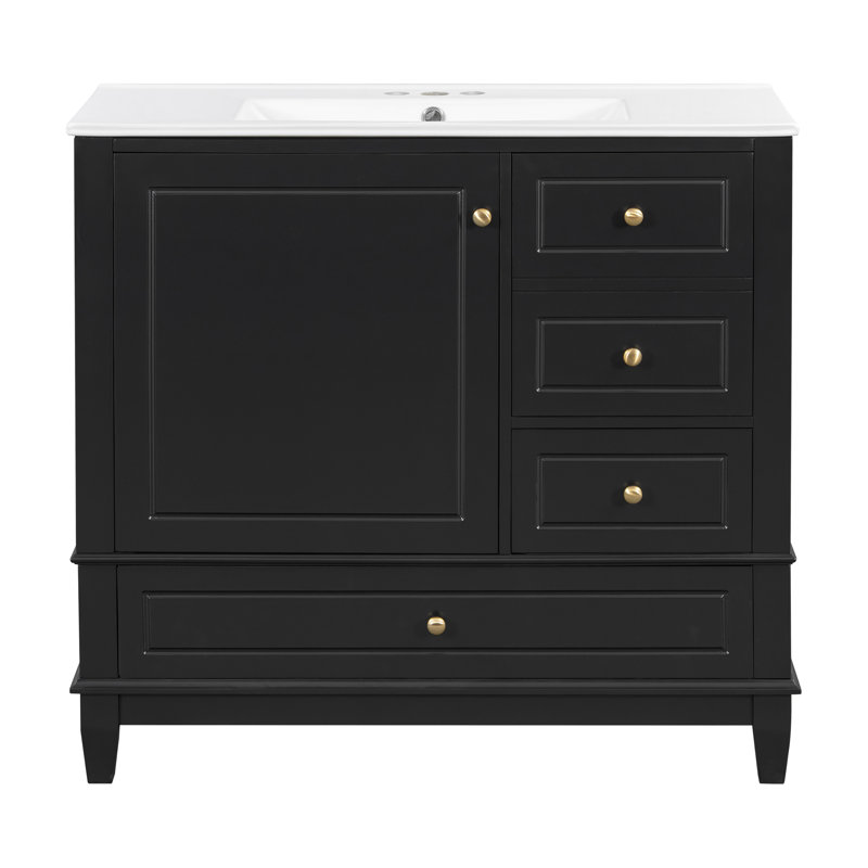 Kokkina 36" Bathroom Vanity With Ceramic Sink, Black