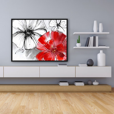 Fleurs rouges et blanches, reproduction sur toile