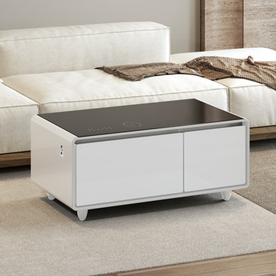 Myabella 93L Smart Coffee Table with Freezer and Fridge, Wireless Charging and Bluetooth Speaker by Orren Ellis