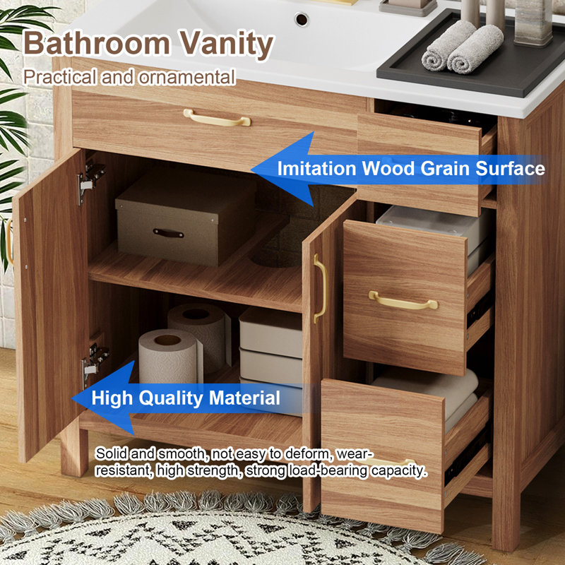 36'' Single Bathroom Vanity with Ceramic Top
