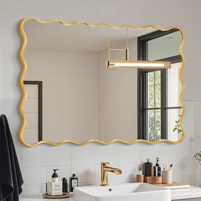 Wavy Metal Framed Rectangle Wall Mirror