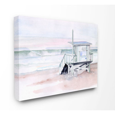 " Beach Coast Ocean Shack Watercolor Painting "