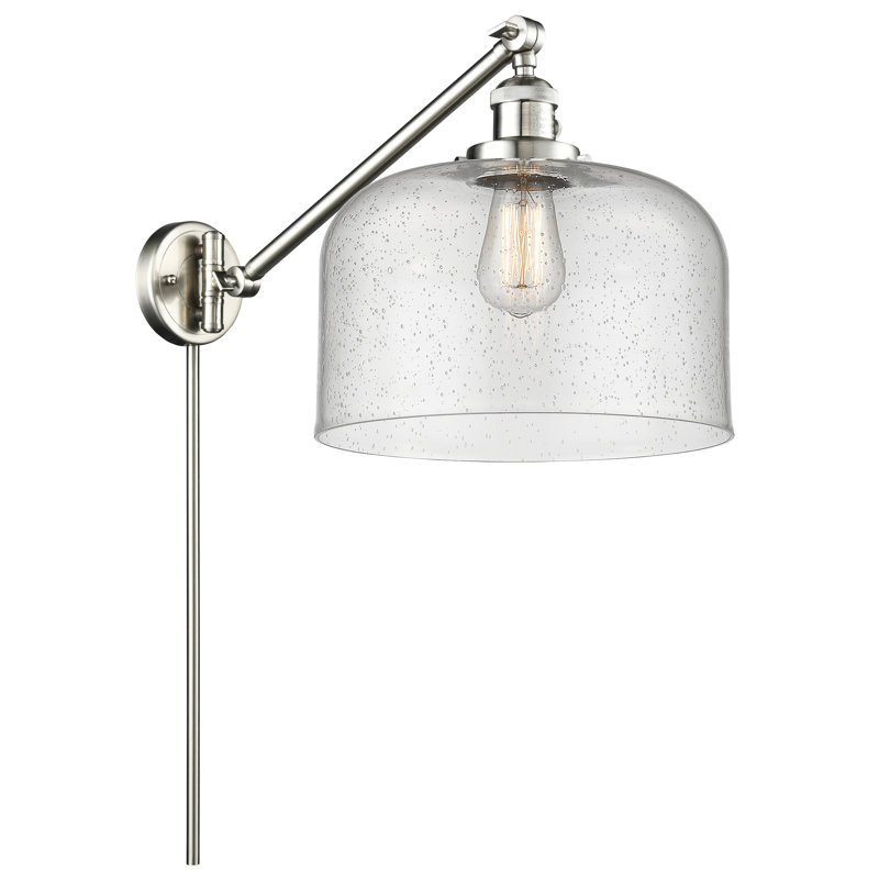 Bell - bras pivotant 1 lumière 12 po, Ampoule à DEL rétro de 3,5 W, Grainé, Nickel satiné brossé