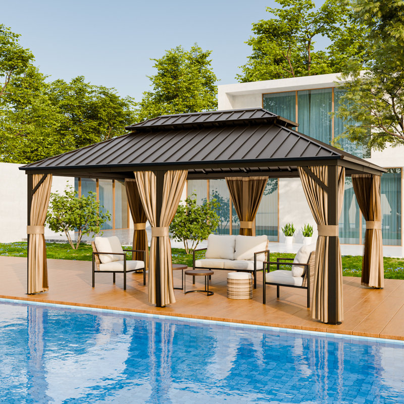 18 Ft. W x 12 Ft. D Outdoor Metal Patio Hartop Gazebo