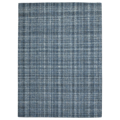 Tapis bleu en laine touffeté à la main Bakstran