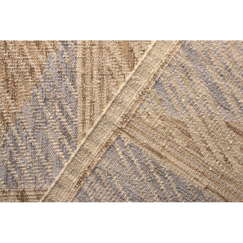 Scandianvain Flatweave Wool Geometric Area Rug in Beige, Brown, Blue, Rectangle 5' x 7'