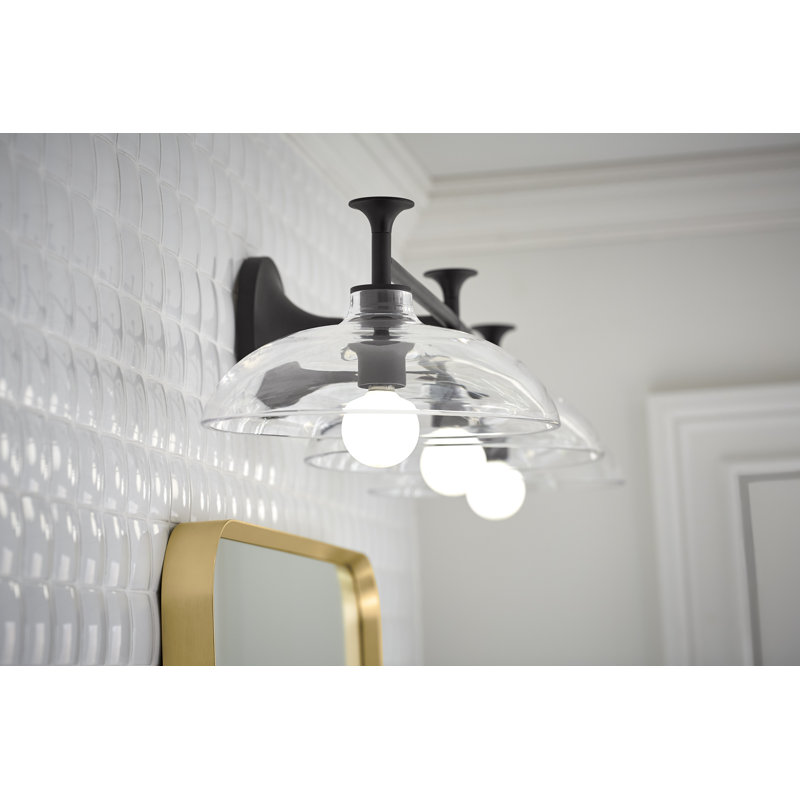 Tone 3 Light Indoor Bathroom Vanity Light Fixture, UL Listed, Matte Black