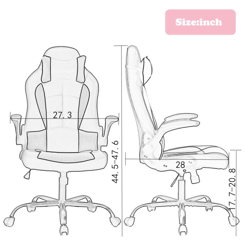 Gaming Chair Height Adjustable PC Gaming Chair, Ergonomic Swivel Rolling Desk Chair for Gaming, Home Office and Computer Workstation