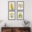 Fleurs encadrées, ensemble de 4 impressions géométriques murales carrées jaunes encadrées sur papier, impression de 4 pièces-93012718-93012716