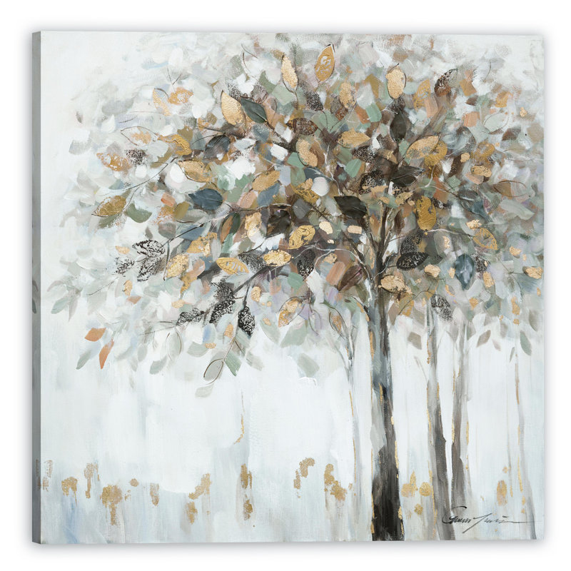 Gleaming Gold Tree - Reproduction d'art sur toile tendue, H 40 po x l 40 po x P 1,5 po