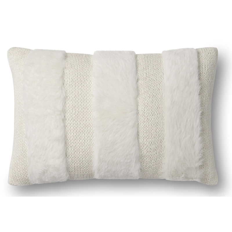 Striped Throw Pillow, 13" x 21", Gray, Down/Feather