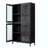 Classic Metal Storage Cabinet with 4 Tempered Glass Doors & Adjustable Shelves, Versatile Bookcase Display Cabinet for Home, Office, Living Room & Kitchen