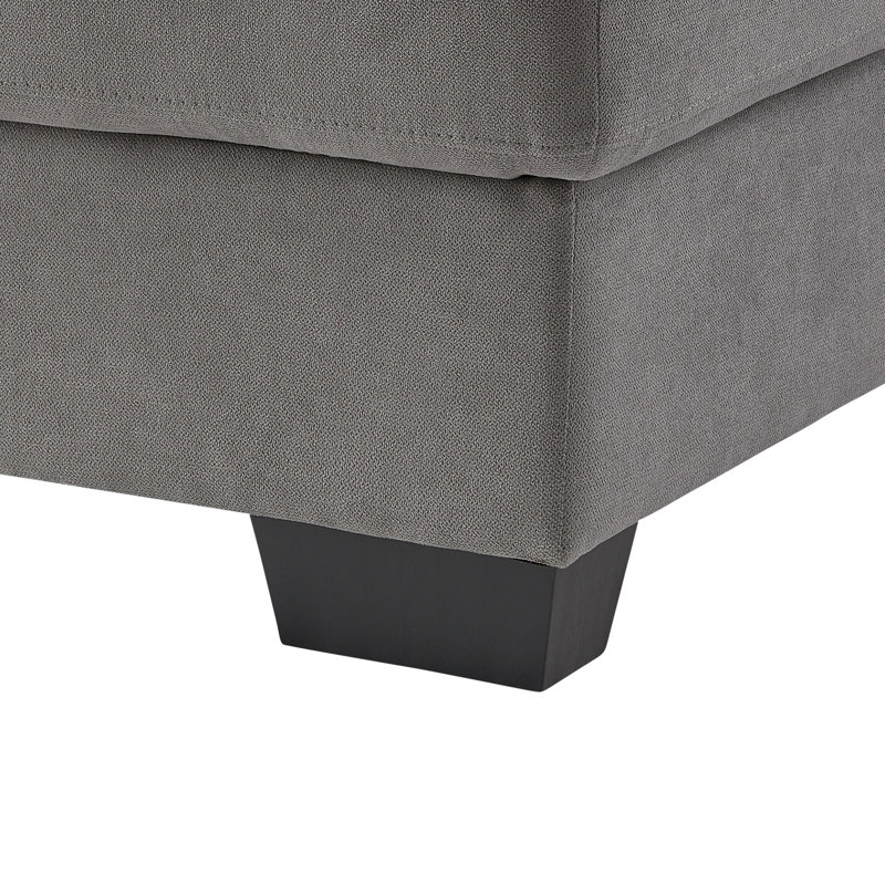 Upholstered L-Shaped Sectional, Light Gray Polyester, Left Hand Facing