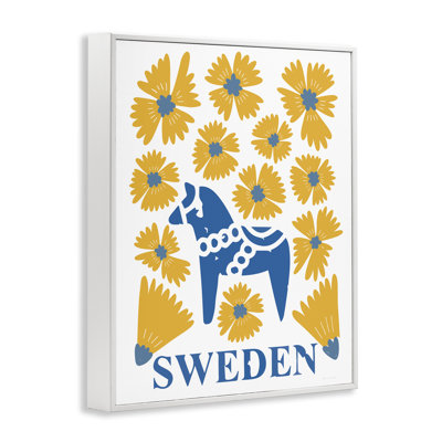 Swedish Folk Flowers Framed Giclee, design by Omar Escalante