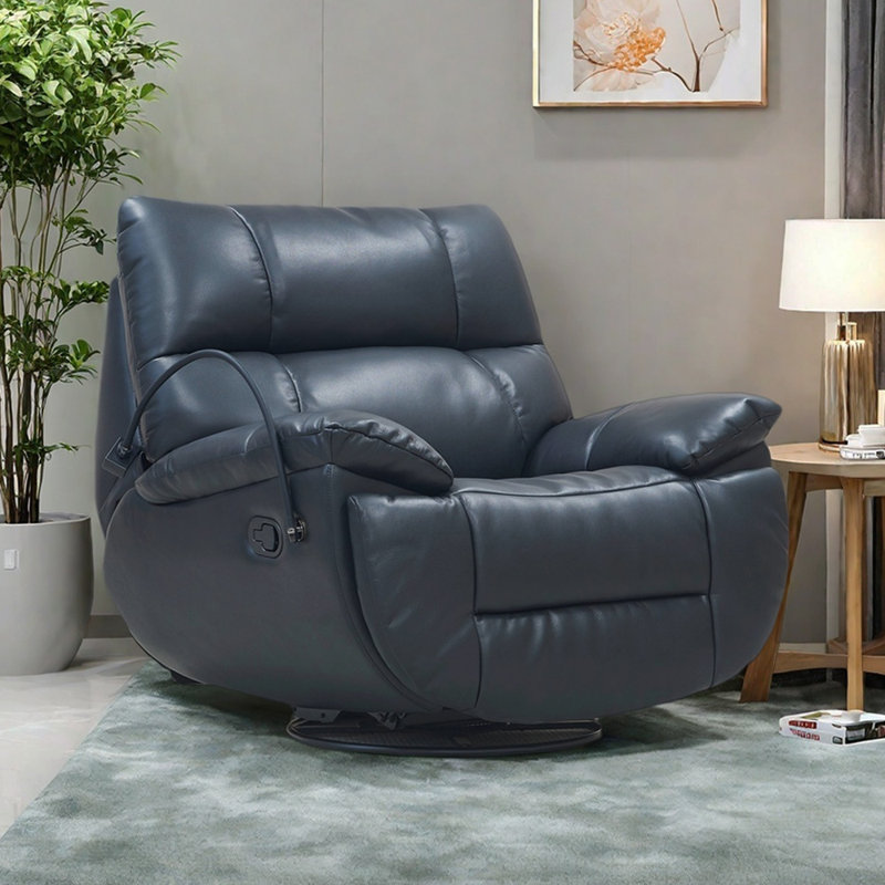 Fauteuil inclinable manuel ergonomique en similicuir, Noir