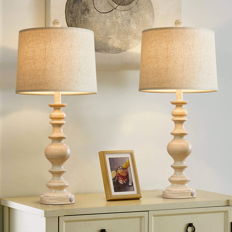 Lampe de table en résine 27,5 po Polina avec toucher, convient au salon, à la chambre à coucher, au bureau et au dortoir
