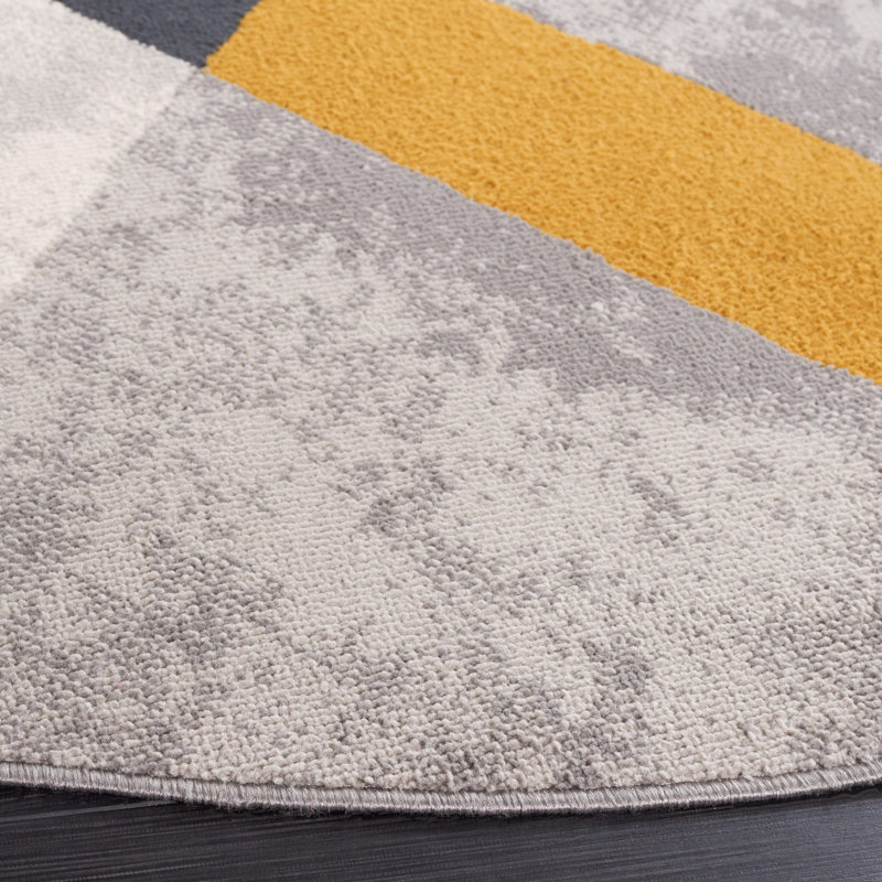 Tapis à motif géométrique Jenuel Performance, Rond 6 pi 7 po