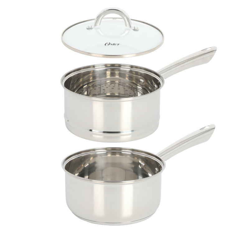 Oster Rockglass 13-piece Stainless Steel Cookware Set in Silver