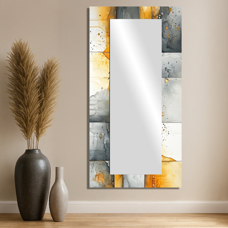 Geometric Pulse Of Hard Edge Paint - Hard Edge Painting Mirror Wall Art - Printed On Metal, 28" x 55"