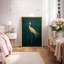 Oiseau aigrette vert rétro, photos de salle de bain rustique moderne, impression sur toile encadrée-115240912-115240905-115240904