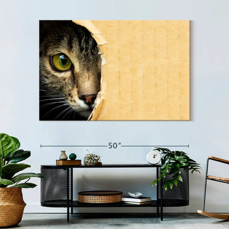 Hole Peeking Cat, 34" H x 51" W