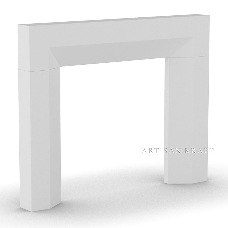 Encadrement de foyer biseauté en pierre avec foyer Bullnose, Naturel, P 6 po x H 54 po x l 72 po