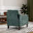 Upholstered Blind Tufted Back Square Arm Accent Armchair With Wooden Legs-146980729