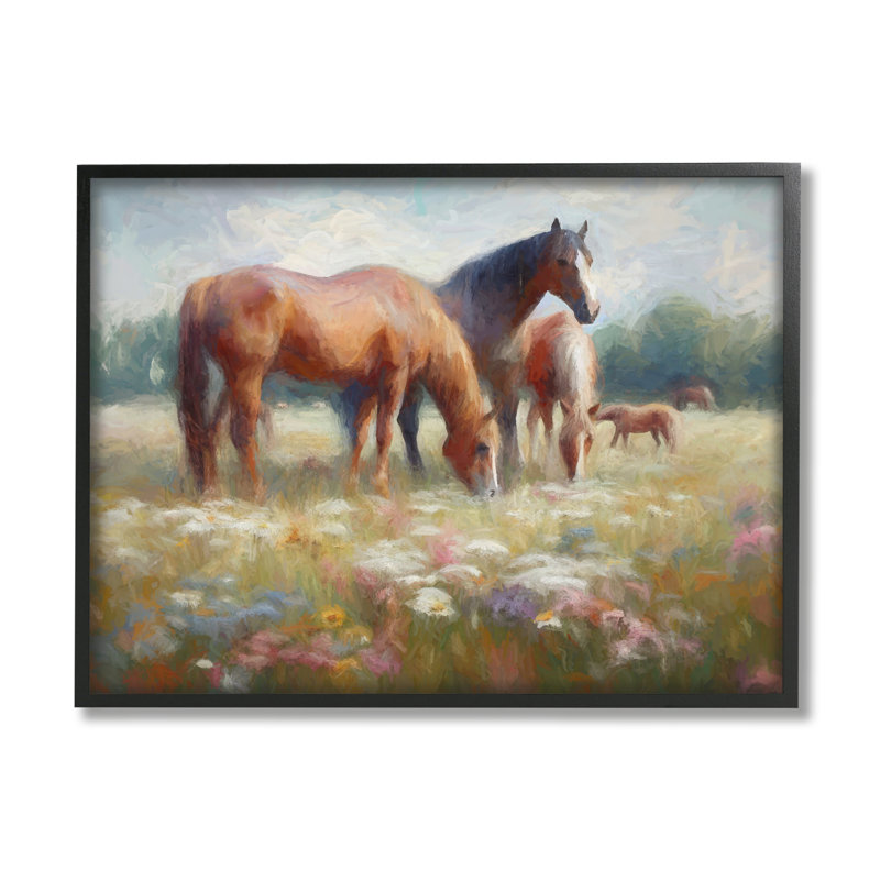 «Ba-383», encadré «Family in Meadow» par Ramona Murdock, Giclée encadrée noir minuit, H 16 po x l 20 po x P 1,5 po